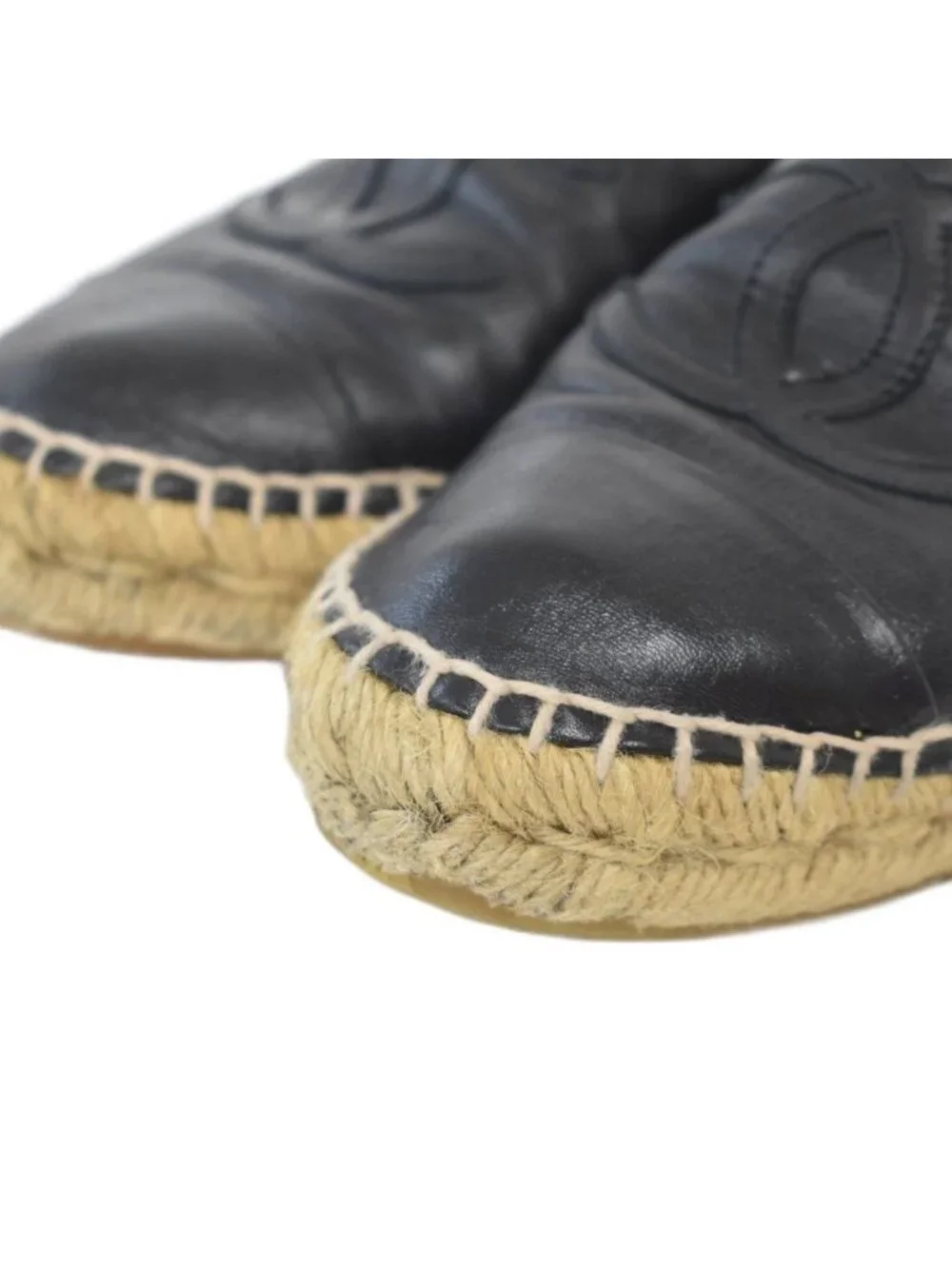 Chanel Espadrilles CC Logo Slip-on Flat Shoes Black